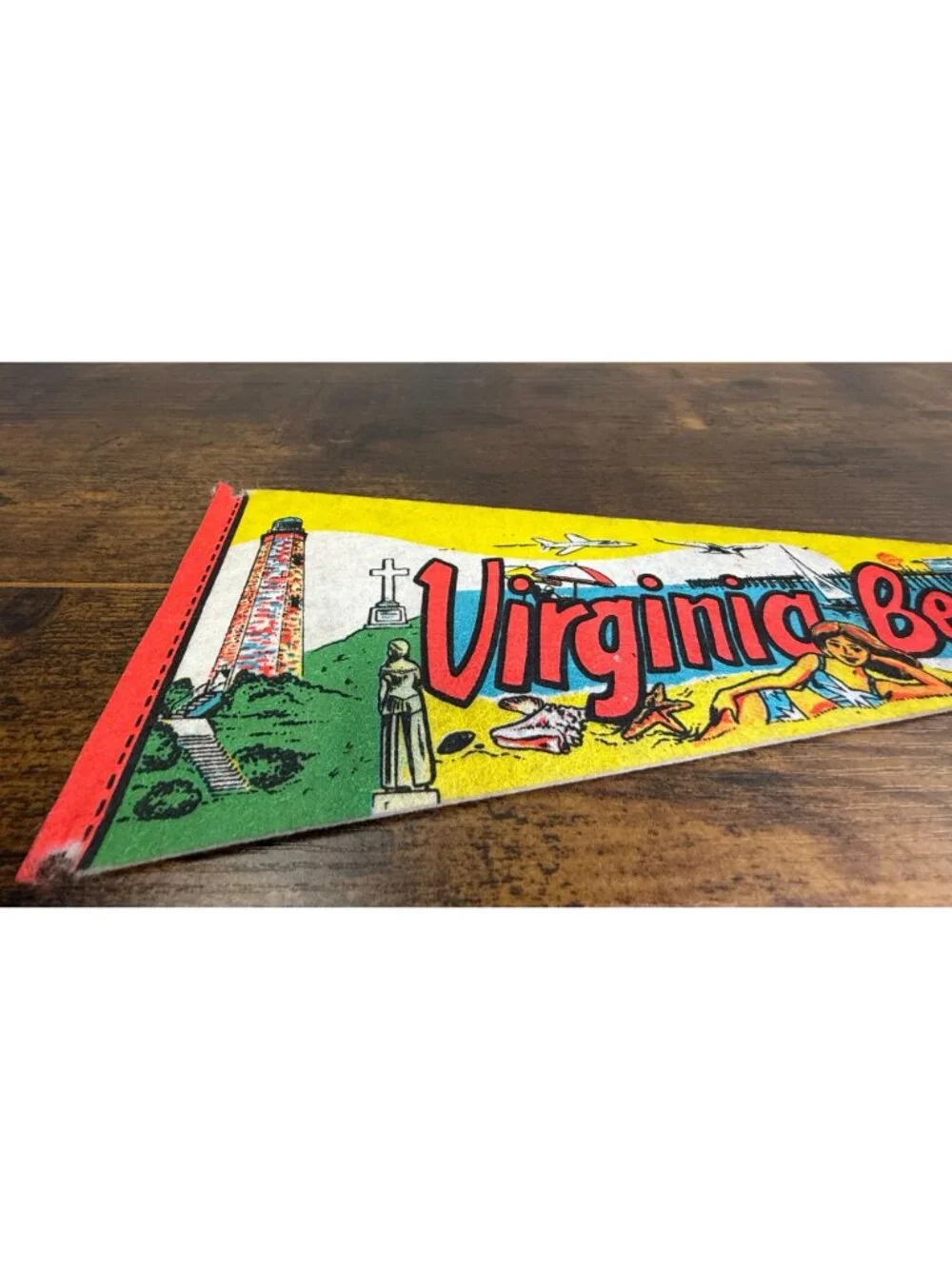 Vintage Virginia Beach Souvenir Felt Pennant damaged